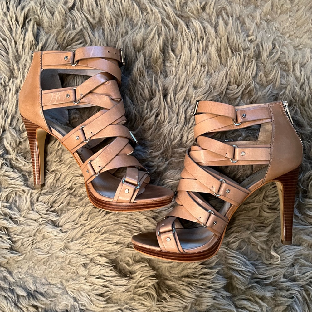 Michael Kors Tan Strappy Heels with Stiletto